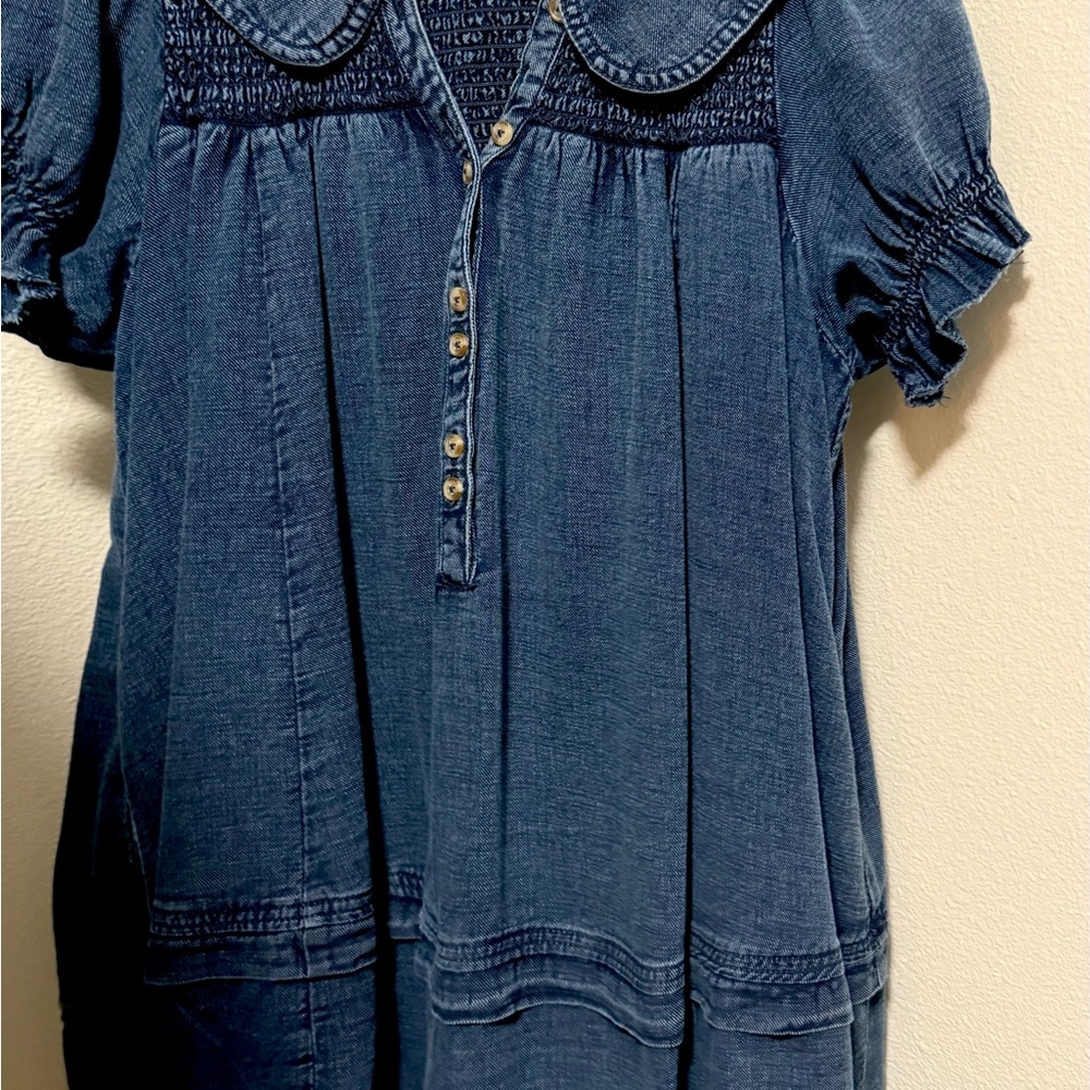 Chic Blue Button-Up Women's dress.